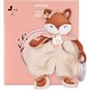 Doudou et Compagnie - Doudou Sonaglio Mina Volpe - 18 cm - Peluche bambino con campanellino incorporato - Sveglia sensoriale morbida - Idea regalo per nascita mista rosa e bianco - Lavabile in
