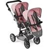 Bayer Chic 2000 - Passeggino per bambole Linus Duo, passeggino gemellare per bambini dai 4 agli 8 anni, grigio melange, rosa, 690-15