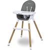 Bebeconfort Avista seggiolone pappa evolutivo che si trasforma in sedia bambino, con imbottitura e vassoio, dai 6 mesi, portata 30 kg, Warm Grey