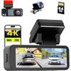Inefala 4K Dashcam Auto Anteriore Posteriore con WiFi GPS, Dual Dash Cam 4K+1080P, Telecamera Auto IPS da 3,16 con Scheda SD da 64 GB, Visione Notturna, Grandangolo, Sensore G, APP Controllo