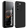 zZjoOoj Custodia compatibile con Realme C100 + 1 pellicola protettiva per schermo in vetro temperato, in silicone TPU di alta qualità (nero)
