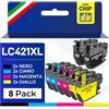 Supply Guy LC421XL Cartucce compatibili con Brother LC421 LC421VAL per DCP-J1050DW DCP-J1140DW MFC-J1010DW Multipack 8 Cartucce d'inchiostro