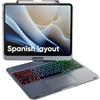 doqo Custodia con tastiera per iPad Air da 13 pollici (M4/M3/M2), iPad Pro 13 (M5/M4), iPad Pro 12,9 (6ª/5ª/4ª/3ª gen) Custodia con tastiera girevole a 360°, trackpad, retroilluminazione a 7 colori