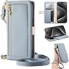 Tivenfezk Crossbody Trucco Specchio Cover per iPhone 16E,Cordino Flip Cerniera Portafoglio Custodia PU Pelle Porta Carte Chiusura Magnetica Libro Cover con Laccio