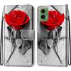 SNCLET Custodia per Motorola Moto G35 5G Flip Cover a Libro Portafoglio Cover in Pelle Silicone Portafoglio Chiusura Magnetica Slot per Schede Custodia per Motorola Moto G35 5G,Fiore Rosa Rossa