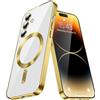 SIYOPINPFY Custodia per Samsung Galaxy S25 FE Cover, Compatibile con Mag-Safe, Custodia con Protezione Fotocamera, Trasparente Anti Ingiallimento Antiurto Cover per Galaxy S25 FE CX Oro