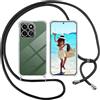 Sewutoyu Custodia Collana per Cellulare Compatibile con HONOR 200 Smart - Cover Silicone TPU Protettiva Trasparente - Custodia indossabile per Collo - Case a Tracolla con Cordina, Nero