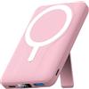 Azmuth Power Bank Magnetico 10000mAh, Ricarica Wireless 15W Compatibile con MagSafe, Stand Pieghevole e Display LED, USB-C 20W Rapida Portatile Caricatore, per iPhone 17/16/15/14/13/12 Serie, Rosa