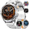 LIGE SMART Smartwatch Uomo Militare con 1000mAh/Torcia LED/3 Cinghie, 1.53HD Smart Watch Orologio con Chiamate, 120+ Modalità Sportive, Cardiofrequenzimetro Sonno, IP68 Smart Watch per Android iOS Argento