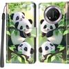 PHINIENLAND Cover per Honor Magic7 Lite Case PU Pelle Custodia [Kickstand] [Chiusura magnetica] [Slot per Schede], Portafoglio Flip Custodia per Honor X60 Pro / X9c,Panda