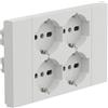 Electraline 22108 Multipresa da incasso Quadra 4 Posti Universali P40, compatibile con tutte le scatole da incasso 3 e 4 posti (muratura o cartongesso), Bianco