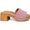 SANDRO ROSI Zoccolo pelle tacco legno donna ROSA con borchie