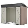 Jaxilyn Casetta in metallo con tetto, 229 x 111 x 182 cm, capanno da giardino, include base in metallo (senza pavimento), colore marrone