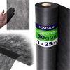 KADAX Telo pacciamatura Anti Erbacce 1 x 25 m - 50 g/m² Nero - per aiuole e orto - Permeabile all'Acqua per irrigazione Senza ristagni
