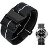 BINLUN Cinturino per Orologio in Nylon Elastico di Ricambio Militare Cinturino a Strappo Paracadute Marina Nazionale per Uomo Donna Fibbia Nero/Argento 18/20/22mm