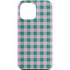 Preposh Custodia per iPhone 13 Pro Max Rosa e Verde Gingham Preppy Estetica Girly Moda Trendy