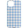 Preposh Custodia per iPhone 15 Plus Azzurro Bianco Gingham Preppy Estetica Girly Trendy