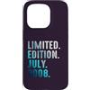 Birthday Gift Limited Edition July 2008 Custodia per iPhone 15 Pro Edizione Limitata Luglio 2008 Retro Vintage 2008