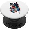 Border Collie Puppy Lover PS Border Collie colorato Splatter Art acquerello dipinto PopSockets PopGrip Adesivo