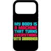Sarcastic Unhinged Memes & Edgy Quote De Custodia per iPhone 17 Pro Max Il mio corpo è una macchina che trasforma tutto in diarrea