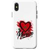 Morocco Travel Heart Co Custodia per iPhone X/XS Bandiera a forma di cuore con scritta I Love Morocco, souvenir turistico