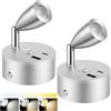 AOOTE Interno Lampade Camper, 2 pezzi 12v Letto Lampada di Lettura, 3-Colori Luce LED Camper Dimmerabile, con Porta di Ricarica USB e TYPE-C, con Interruttore Touch, per Roulotte, Camion, Argento