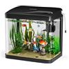 PUTINEI Acquario in Vetro Acquario Completo Acquarios Per Pesci Rossi,con Illuminazione a LED e Sistema di Filtraggio,15 Litri,Nero,Set Per Principianti