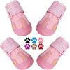 QUMY - Stivaletti per cani, scarpe impermeabili per cani, con cinghie riflettenti e suola antiscivolo robusta, 4 pezzi, nero (taglia 2: 6 x 4,5 cm (lunghezza x larghezza), colore: rosa)