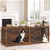 Hzuaneri Mobile Gabbia per 2 Cani con Divisorio, Gabbia Doppia per Cani di Taglia Media e Grande, Canile in Legno Design Mobile TV con Porte a Fienile, Arredamento Interno, Marrone DFC93701B