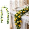 JYJLLM Ghirlanda artificiale di limoni, 200 cm, con fiori gialli e bianchi, con fiori gialli e bianchi, realistica, per porta, parete, matrimonio, festa, primavera, estate, decorazione per adulti