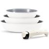 FOHERE Padelle Antiaderenti Ceramica 20/24/28CM con Manico Removibile | Padelle Induzione Per Tutti I Piani Cottura, Lavabile in Forno, Padella Alluminio