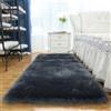 Tomifine Faux Tappeto di Pelle di Pecora, Lana Agnello Imitazione Tappeti Pelliccia Sintetica Decorativa, Adatto per Tappeto per Soggiorno, Tappetino per il Letto (80 x 160 cm,Grigio Scuro)