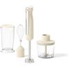 Guzzini, Sous Chef, Frullatore Bio-based, 600W, con Funzione Turbo, Gambo in Acciaio Inox, con Tritatutto, Bicchiere Graduato 700 ml e Frusta Universale (Cream)