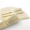 WLTY 10/20/50Pcs Personalizzato da Sposa Tessuto di Seta Ventaglio Legato con Nastro Stampa Personalizzata Nome e Data Ventaglio Pieghevole A Mano Beige