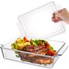 ZOFUN Pirofila rettangolare da 2 l, con coperchio, in vetro, 29 x 20 x 9 cm, per arrosti, forno, fornelli elettrici, pirofila resistente al calore per lasagne, carne
