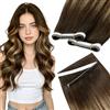 LaaVoo Extension Capelli Veri Biadesivo Genius PU Trama Balayage Marrone Cioccolato a Caramello e Biondo 45cm 50g 1pcs, Capelli Remy, Leggeri e Invisibili, per Ufficio e Quotidiano #4-4-27