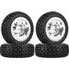 KINGCOO RC - Set di pneumatici e ruote per auto, 4 pezzi, 75 mm, in gomma e plastica vintage, per 1/10 RC On-Road Racing Auto 1/16 RC Rally Auto per Kyosho Tamiya Traxxas HSP HPI (argento)