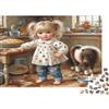 MZLPRWGQKTFD Scena in Cucina Bambina Pony Puzzle 1000 Pezzi Puzzle per Adulti Carta Gioco di Puzzle Famiglia 38x26cm/1000pcs