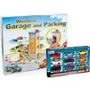 Bayagu Garage in Legno per Bambini a 3 Piani con Ascensore Manuale, Parcheggio Giocattolo con Eliporto, Rampe e Barriera d'Ingresso, Set Completo con 9 Macchinine in Metallo.