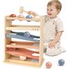 Vanplay Pista per Biglie in Legno per Bambini da 1 Anno, Gioco con Martello e 4 Palline, Giocattolo Montessori in Legno, Nessun Montaggio Richiesto, Regalo per Bambini e Bambine di 1, 2, 3 e 4 Anni