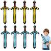 MUYAPAY 8 Pezzi Spade Gonfiabili Pixel, Spade Gonfiabili Materiale Ispessito Spada Giocattolo Gonfiabile per Bambini per Halloween, Cosplay Feste, Pirata Tema Feste, Carnevale(Giallo + Blu)