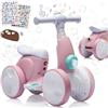 VITONIS Bicicletta elettrica per bambini, con macchina per bolle di sapone, per bambini di 1 anno, 4 in 1, con musica, luci LED, giocattolo regalo per bambini da 12 a 48 mesi, rosa