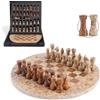 EarthenTones Set di scacchi in marmo per adulti, bianco e verde, scacchiera fatta a mano da 30,5 cm, con scatola portaoggetti e 2 regine extra, classico gioco per 2 giocatori, regalo unico e