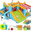 AKEYDIY Castello Gonfiabile con Percorso a ostacoli per bambini dai 3 ai 12 anni, 3,8 x 3,4 m, per interni ed esterni, con scivoli, Piscina a palle, Superficie di salto, Campo da calcio, Cestino