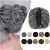 Elailite Posticci per Chignon Capelli Donna con Clip Pinza Chignon Finto Elastico Gonfio Voluminoso # Grigio Scuro Hair Bun Coda di Cavallo Capelli Sintetici (Diametro 15cm)