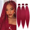 TESS 50 cm Extension per Treccine Africane Rosso, Capelli per Treccine Africane 3 Pezzi Extension Treccine 90g/Pezzi Treccine Africane Extension (Rosso-3 Pezzi)