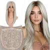 Elailite Hair Topper Donna Clip in con Frangia per Capelli Biondo Pallido/Bianco, Posticci con Clips Middle Parting Toupet Toupee Protesi 45cm 175g (Base 15cm*15cm)