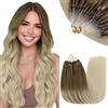 RUNATURE Extension Microring Capelli Veri Biondi Balayage 50cm 50 Ciocche 50g #BA8/60
