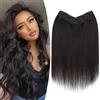 TESS Extension Capelli Veri Clip Nero 55 cm, Modulo U aggiornato Extension Clip Capelli Veri Fascia Unica 5 Clips Extension Capelli Clip 75 g #1B Nero naturale per Donna