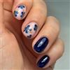 Cotabacuco Unghie adesive, 24 pezzi Unghie Finte Corte Rotonde & Press On, Unghie con Design Floreale Blu, Lucido Ovale